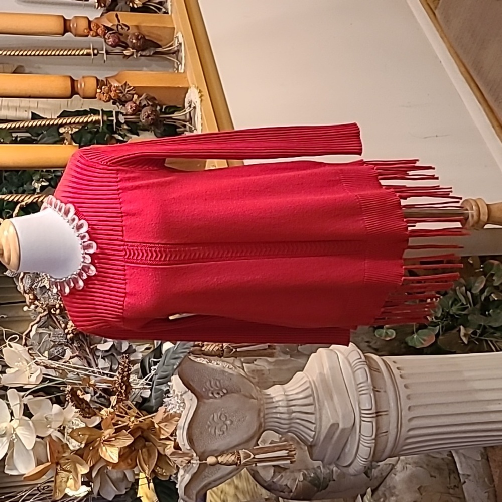 Estrna Jane Tunic Long Sleeved Fringed Hemline (NWOT) Size M